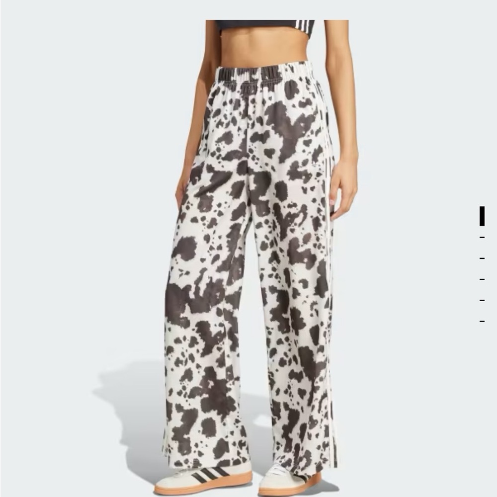 SOLD OUT NWT Cow Print adidas Originals Satin Wide Leg Pants - Small